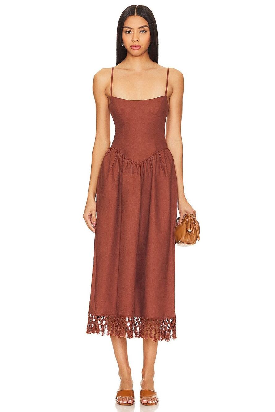 Tularosa Lexi Square Neck Sleeveless Midi Dress - S